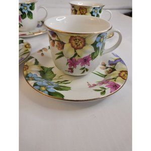 Emerald  Collection The Joyous Garden Cup & Saucer Set of 4